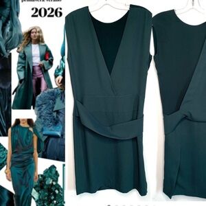 Filippa K Swedish designer asymmetrical forest green dress size Small